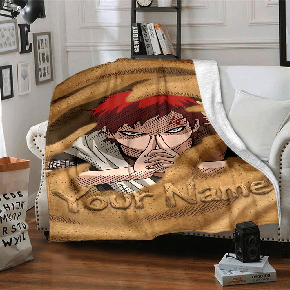 Naruto Character Customize Text Blanket Multi-purpose Personalized Blanket Soft Warm Cozy Versatile for Nap Home Decor Couch Livingroom