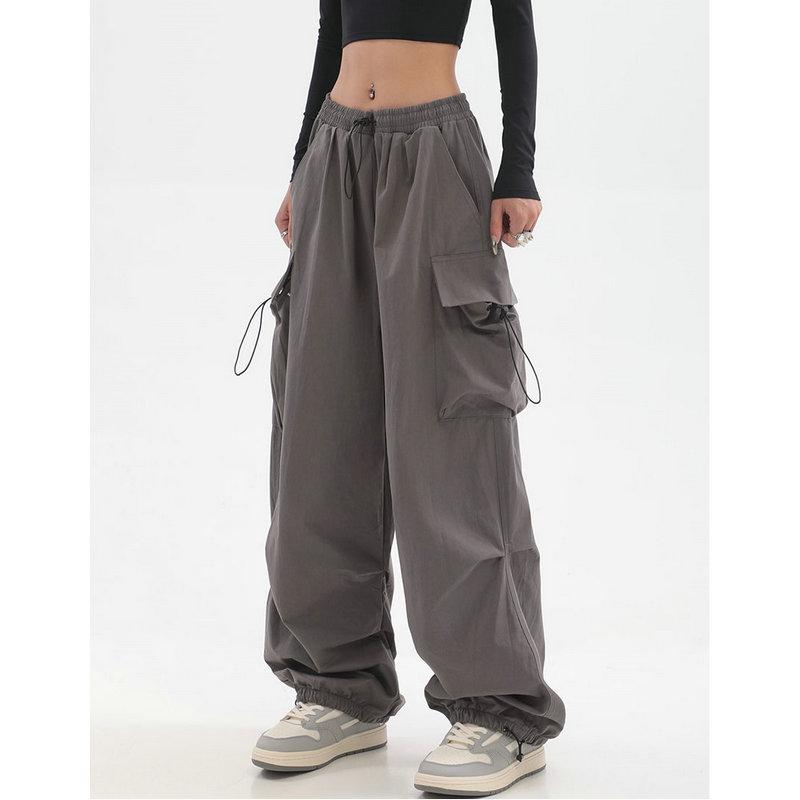 Весенние повседневные женские брюки-карго с эластичной резинкой на талии, модная уличная одежда, шаровары для бега, свободные брюки до щиколотки, свободные брюки для девочек