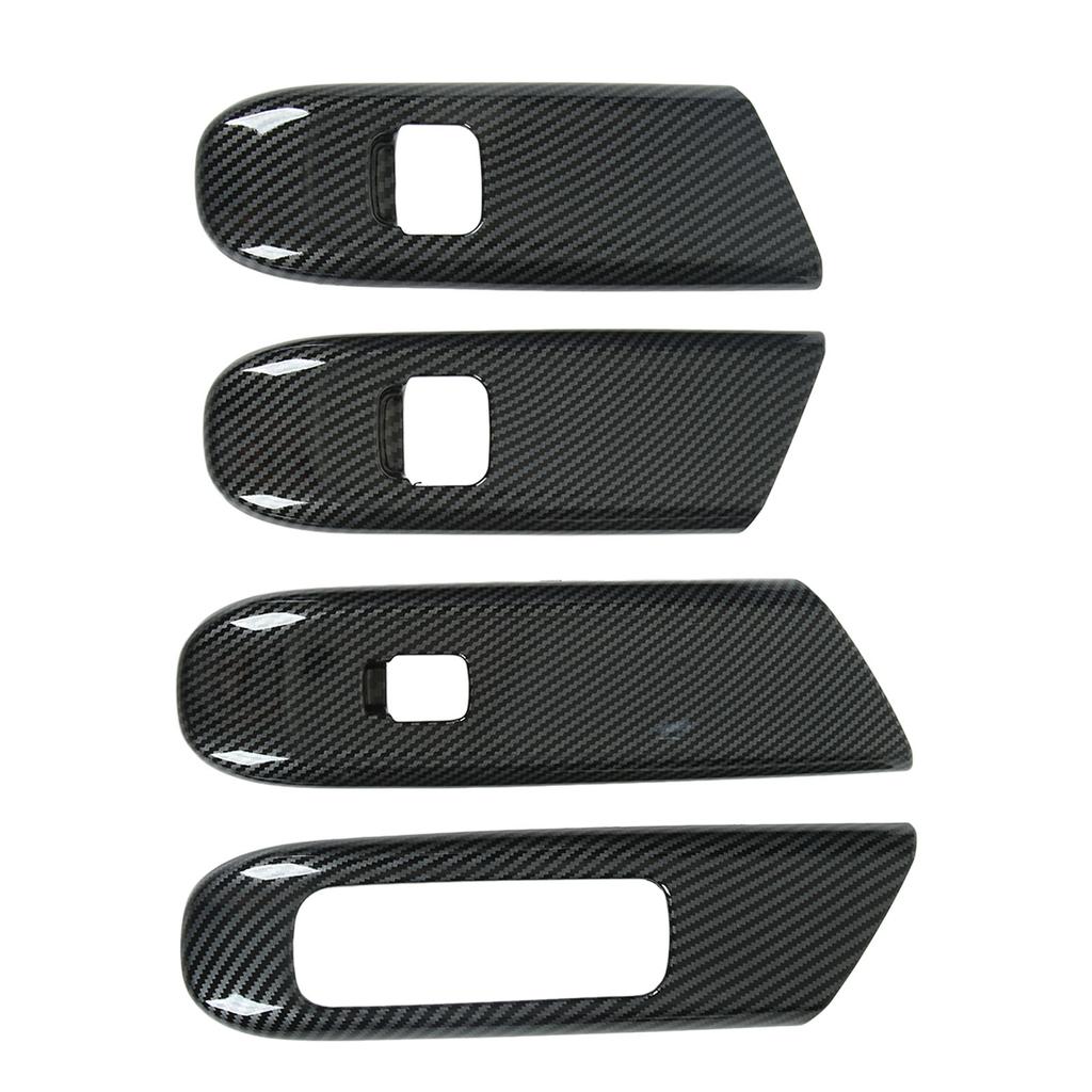 4 Pcs Door Window Control Panel Cover Carbon Fiber Style Window Lifter Decor Replacement for Mercedes‑Benz C‑class W206