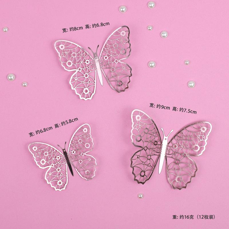 Topper Gold 3D Baking Dessert Decor For Wedding Party Happy Birthday Cake 12Pcs Artificial Butterfly Butterflies Cupcake Toppers
