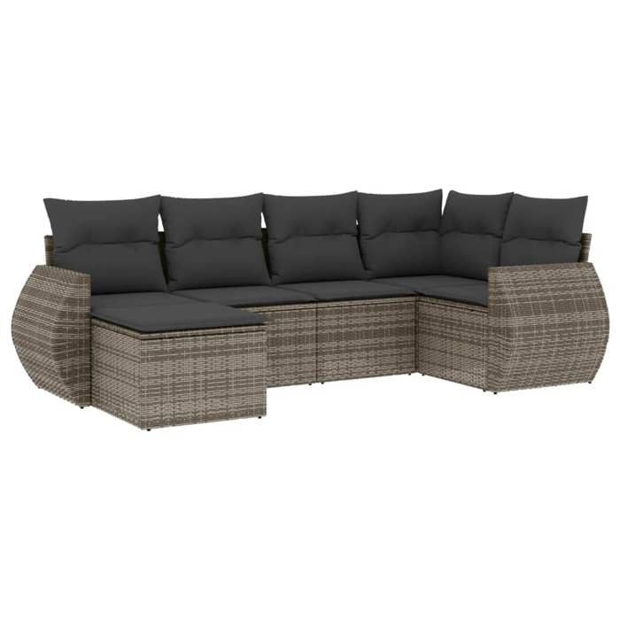 VidaXL Salon de Jardin avec Coussins 6 pcs, Canapés de Terrasse, Ensemble de Meubles de Patio, Mobilier d'Extérieur, Gris 3253997