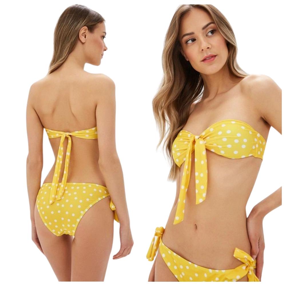 Retro swimsuit with polka dots, two-piece tie-up, pin-up, pool, s Retro swimsuit with polka dots, two-piece tie-up, pin-up, pool, M