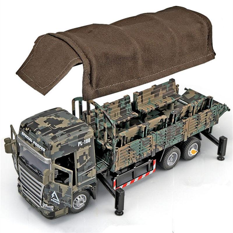 Alloy Tactical Truck Armored Car Model Metal Military Personnel Carrier Transport Vehicles Model Sound and Light Kids Toys Gifts