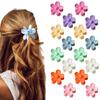 2Pcs Flower Shape Small Hair Claw Easy To Open Strong Hold Side Hairpin Plastic Resin Mini Hair Clip Daily Party Hair Accessory
