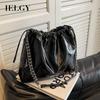 Women's Black Large Capacity Fashion Shoulder Crossbody Folded Bucket Bag