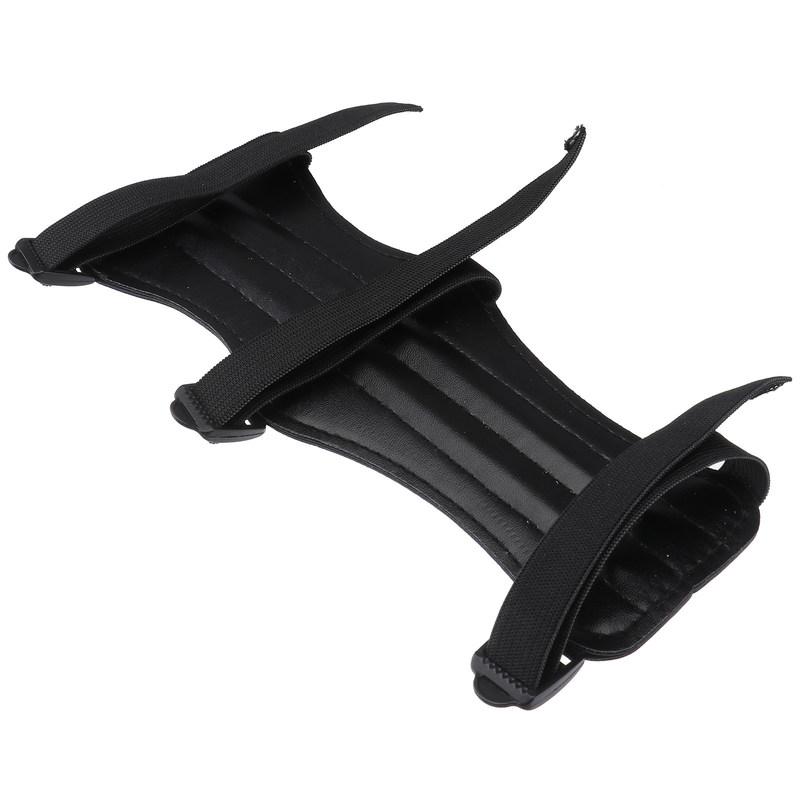 PU Archery Arm Guard Triple Adjustable Buckle Strap Protective Forearm Shield for Hunting Practice Recurve Black