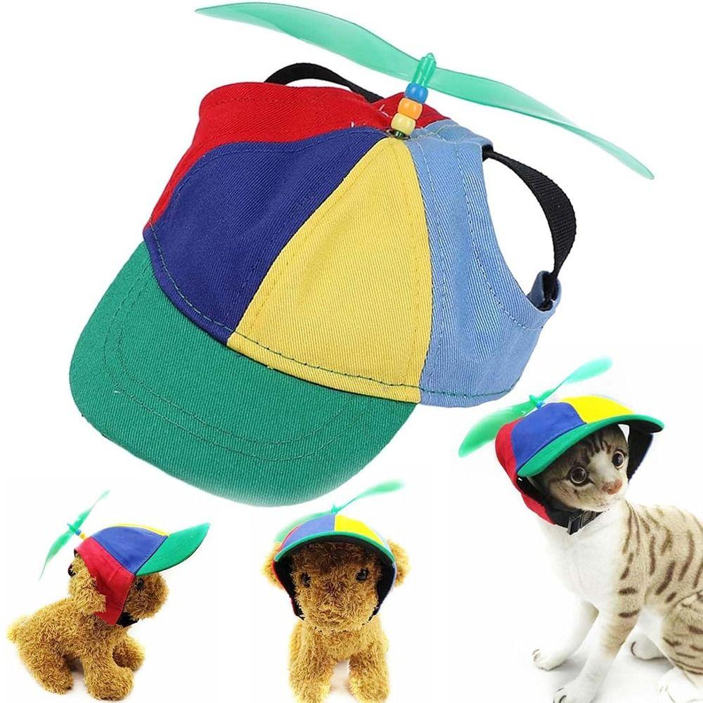 Detachable Pet Propeller Hat Sunproof Dogs Helicopter Top Hat Colorful Dog Baseball Cap Outdoor