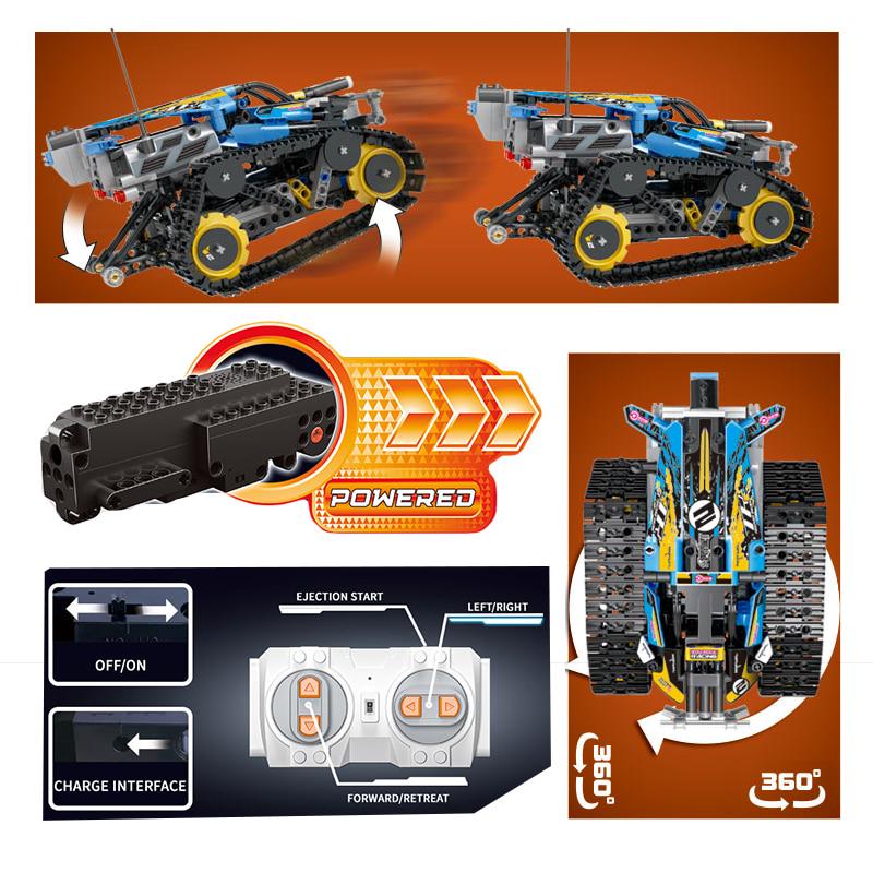 391pcs Technic RC Tracked Stunt Racer APP Remote Control Building Block Vehicle Creator Car Bricks