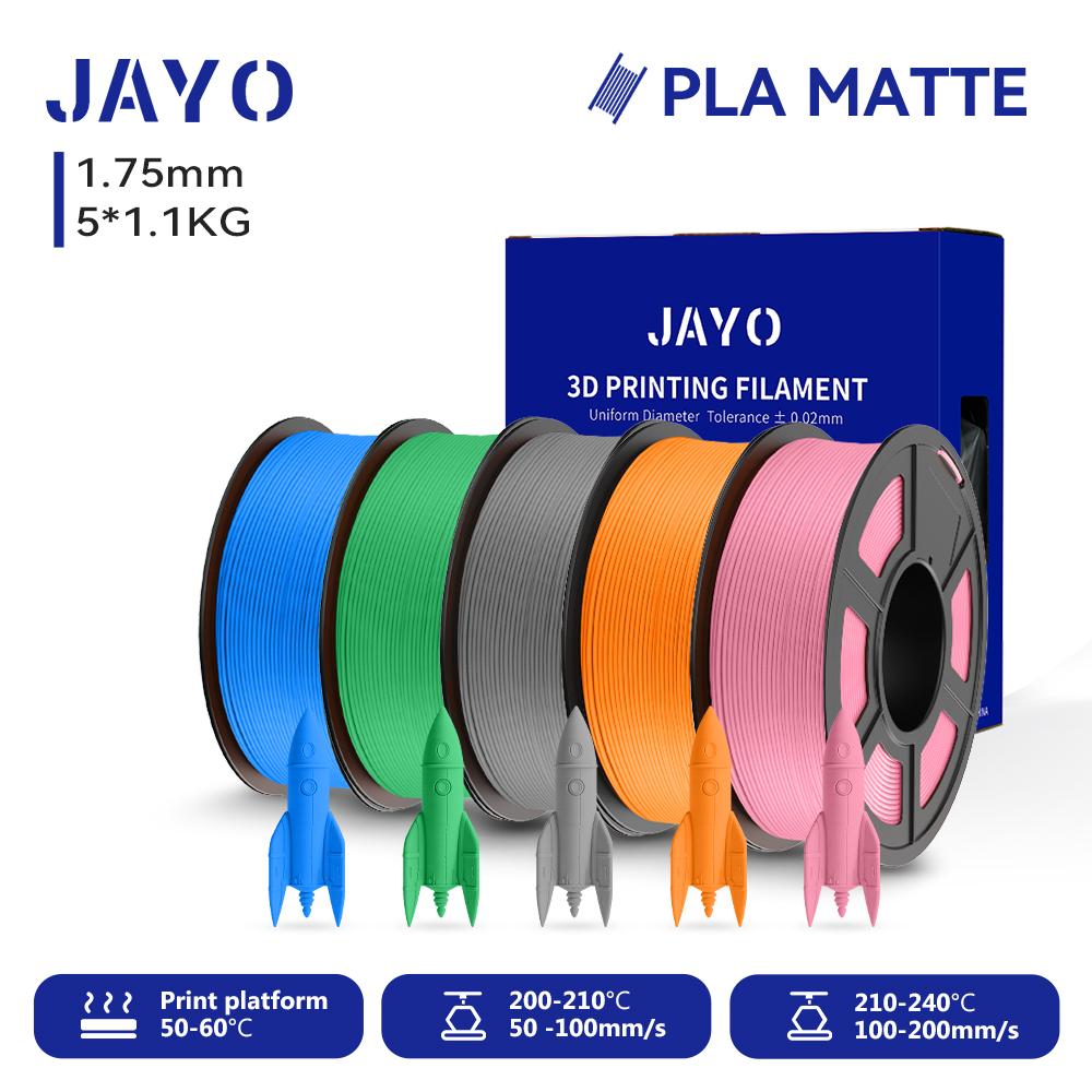 JAYO 5 катушек 3D PLA Матовый Филамент для 3D-принтера 1,75 мм+/-0,02 мм 100% Без пузырьков Нетоксичный Материалы для 3D-печати для 3D-принтера и ручки
