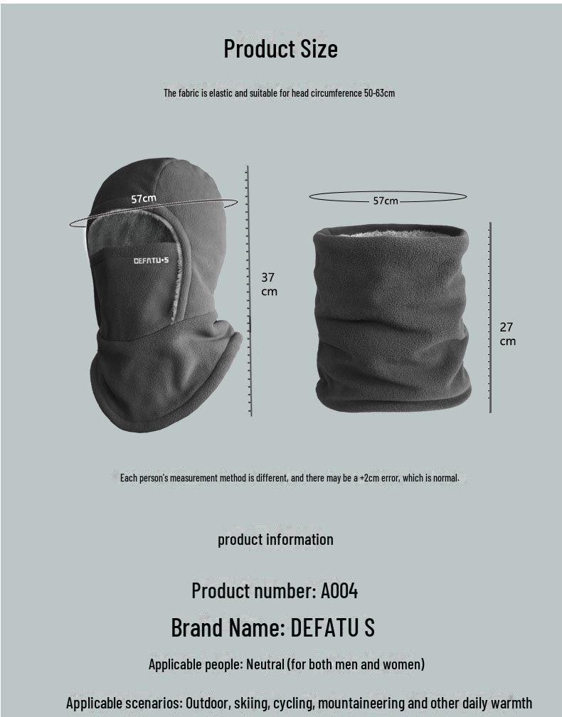 Winter Cycling Windproof Hat and Mask with Velvet Earmuffs