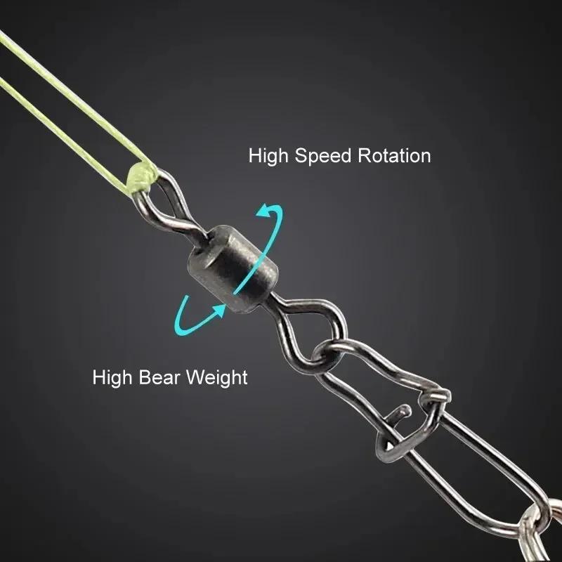 50pc Box Fishing Connector Pins 4#-12# Bearing Swivel Snap Hooks Lure Accessories