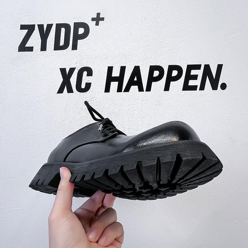 Туфли Дерби мужские с большой головой, высокие повседневные кожаные туфли на платформе, мужские в британском стиле, черные, для увеличения роста, 1098-A