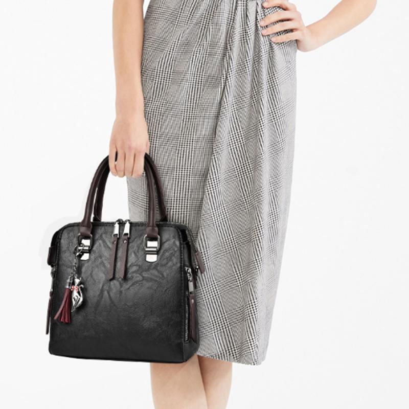 Кожаная женская сумка через плечо с кисточками, сумки через плечо