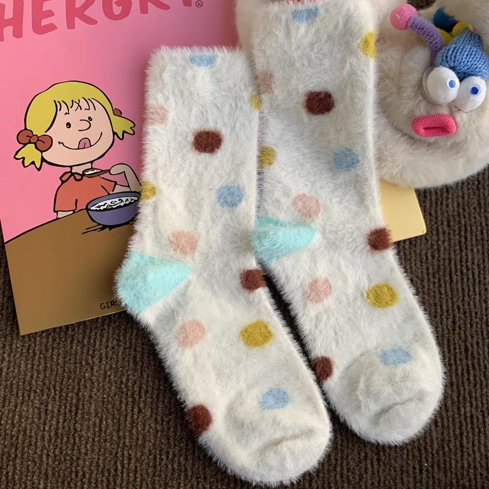 Cute Mink Velvet Snow Boot Socks Winter Thickened Middle Tube Socks  New Year's Gift