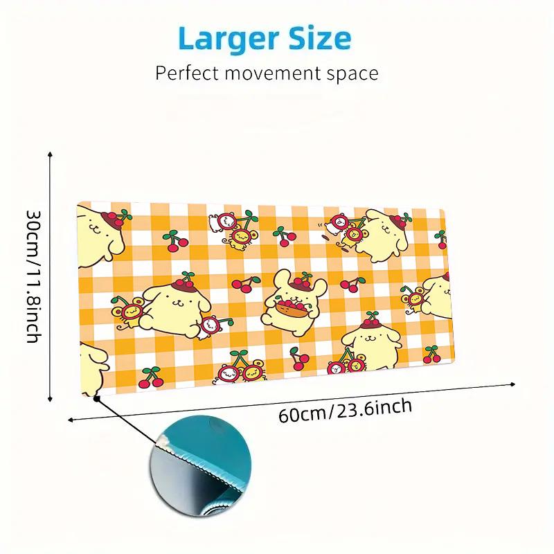 Pom Pom Purin Print Cushion Non-slip Laptop Tablet Big Mousepad XXL Mat Mini PC Playmat With Lock edge