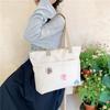 Original Design Zipper Thickened Canvas Tote Bag Casual Art Student Simple Shoulder Handbag
