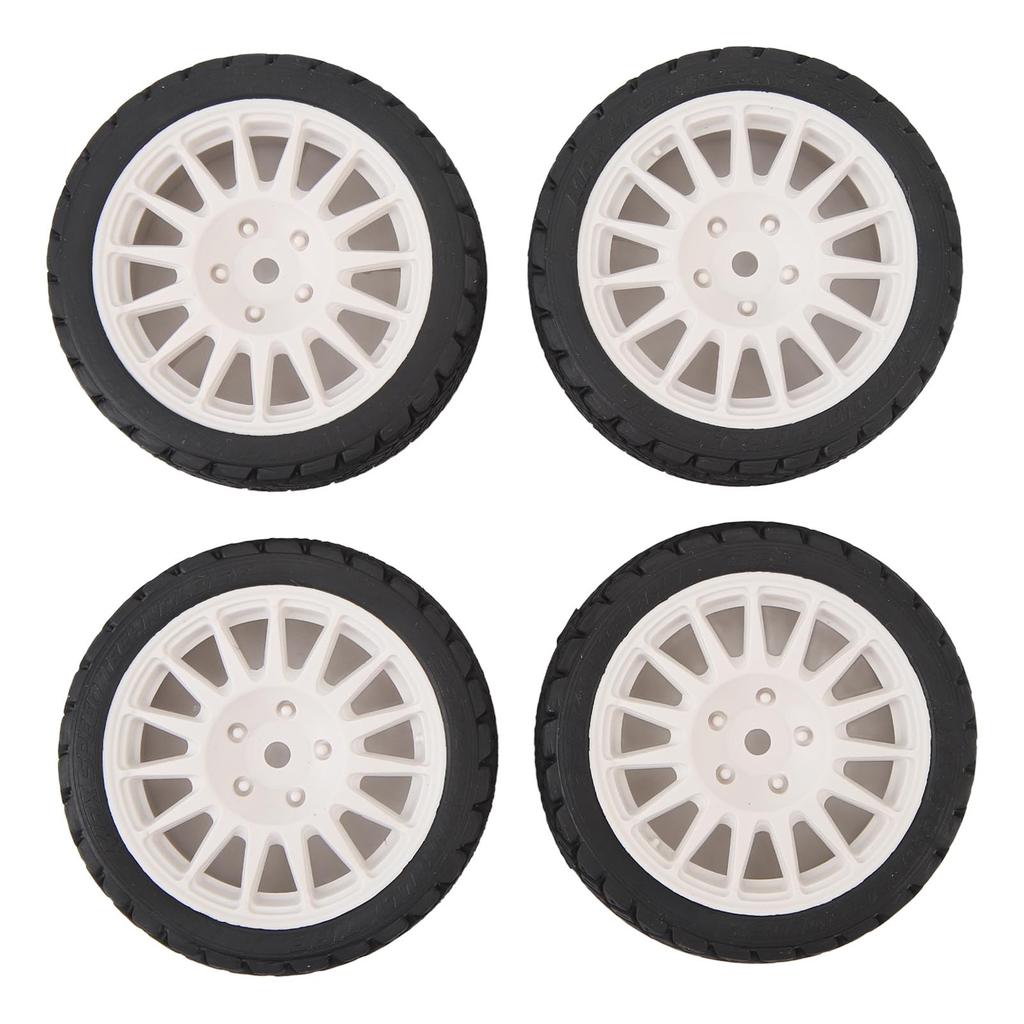 4Pcs 1 10 RC Car Tire Plastic Rim Rubber RC Car Wheel Tyre Replacement for TAMIYA TT01 TT02 XV01 White