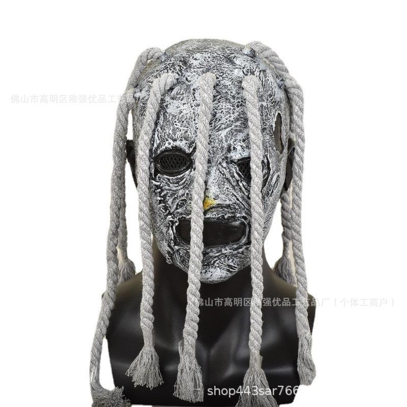 Scarecrow Horror Latex Mask Stitched Burlap Texture Headgear Halloween Haunted House cosplay Scary props