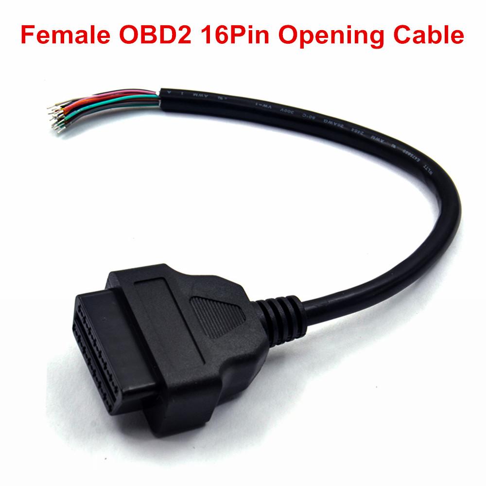 Dual Female Y Splitter Elbow 16Pin OBD 2 Extender ODB OBD2 Cable 16 Pin Male To Female Flat Noodle OBD2 Extension Cable