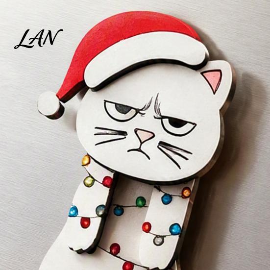 Christmas Party Favors for Kids Wooden Dangle Toy, Santa Claus Refrigerator Magnet, Cute Cartoon Magnetic Iron Decoration Accessories Snowman