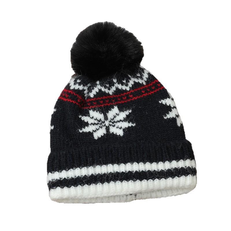 Korean Version of Autumn and Winter Hat for Women's Big Head Knitted Wool Hat Rabbit Fur Plus Velvet Warm Hat High End Sense Bag Head Hat