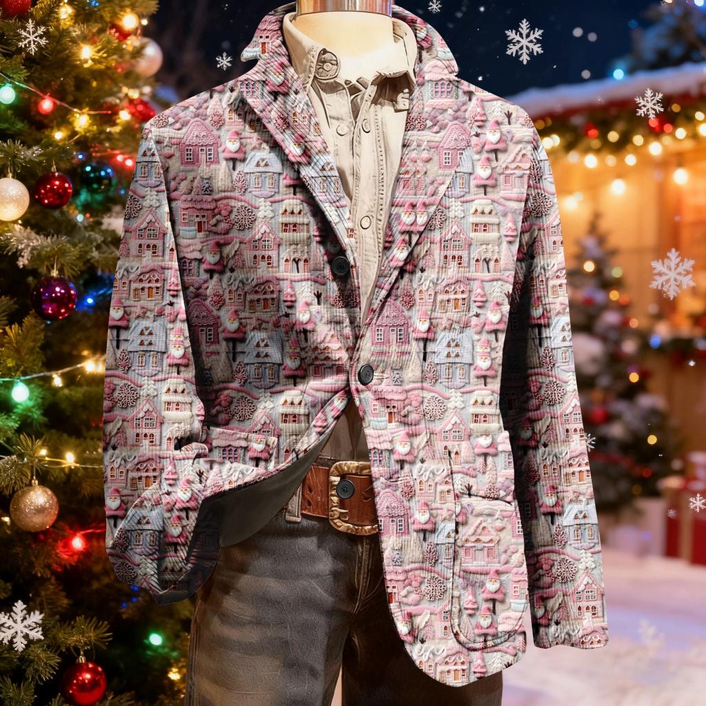 Мужской уродливый рождественский вельветовый теплый карманный пиджак-кардиган, мужской повседневный костюм