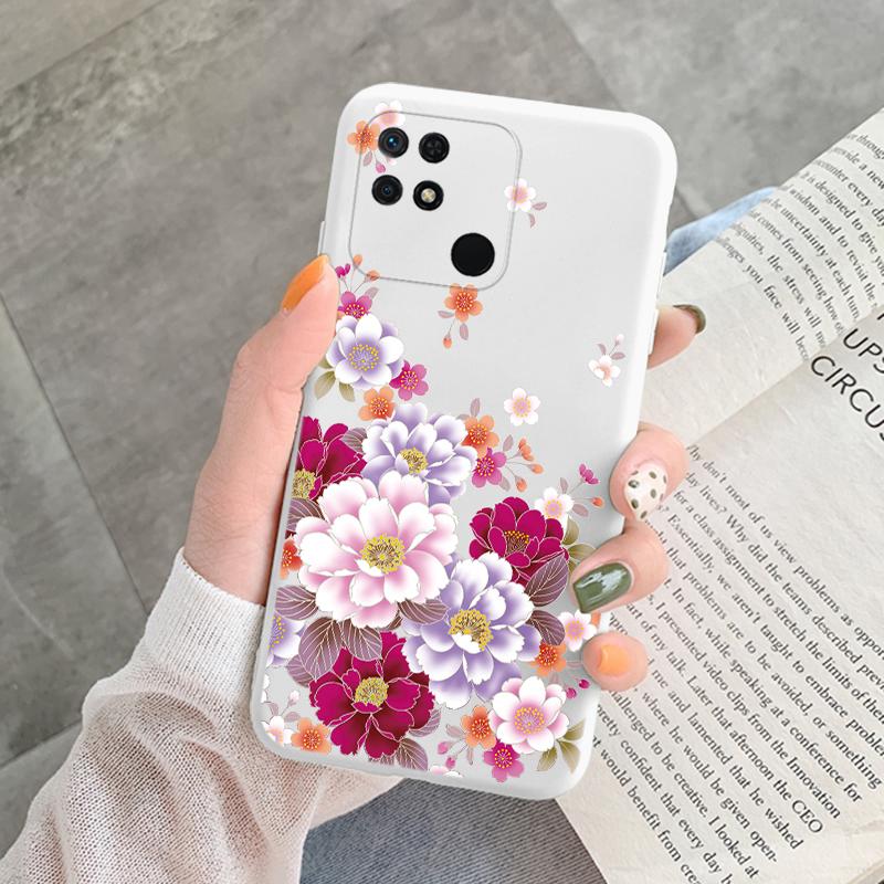 For Redmi 10C 10 C 10A Cover Funda Vintage Flowers Leaves Protective Cover Soft Capa For Xiaomi Redmi 10C 13C 14C Bumper Case