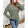 Women's Fashion Casual Spring Fall Solid Color Print Long Sleeve O-Neck Blouses & Shirts