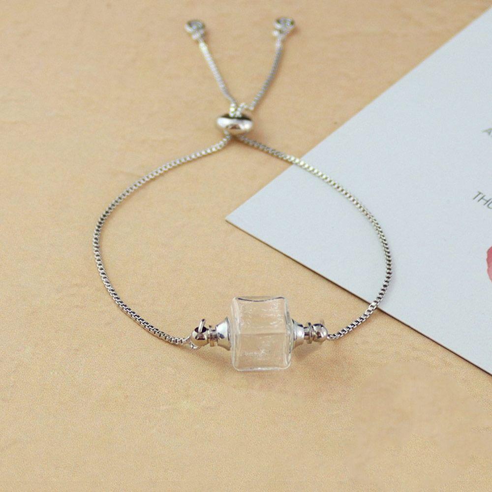 DIY Wishing Bottle Bracelet Multicolor Curve Cube Pendant Gift Vial Cord Bracelet