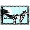 Трехчастная картина на холсте Зебра Сафари Синий