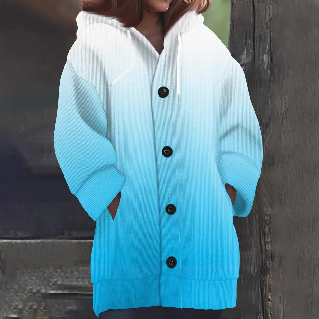 Свитшоты для женщин Вязаный свитер с длинным рукавом Принт Вязаный худи с пуговицами Кардиган Пальто