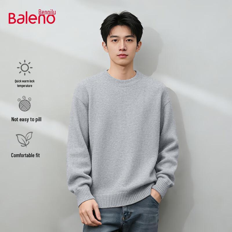 Baleno Men's Casual Long Sleeve Round Neck Knit Sweater