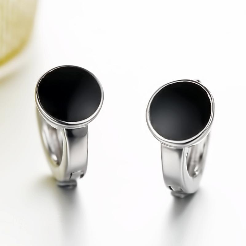 Женские корейские модные элегантные антиаллергенные 925 посеребренные мини-простые черные серьги, женские украшения для ушей, винтажные серьги, подарки