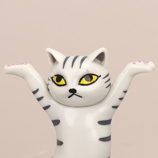 Earphone Stand Handmade Cute Dancing Cat Shape Penholder Doll Decoration for Desktop
