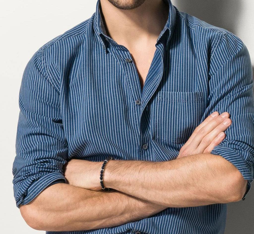 GAVU Matte Onyx Stainless Steel Amulet Power Stone Bracelet for Men