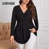 Spring and Autumn Plus Size Women's Long Sleeve Pullover Temperament Waist Knitted Bottom Shirt Elegant V-Neck Sexy Tops