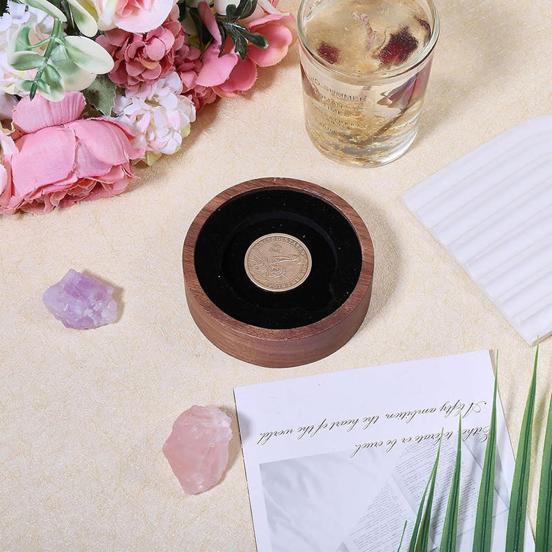 Ретро Деревянный Круглый Футляр для Хранения Памятные Монеты Серебряные Доллары Значки Поднос для Демонстрации Органайзер для Коллекции Коробка