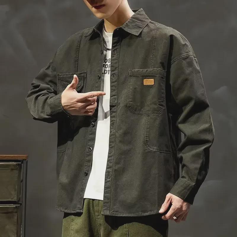 2024 Men's American-style Workwear Shirt Jacket for Fall/Winter