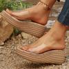 Fashion Sexy Women Transparent Pvc Clear Heeled Slippers 2025 Summer Chunky Platform Wedges Sandals Women High Heel Anti Slip Sandalias
