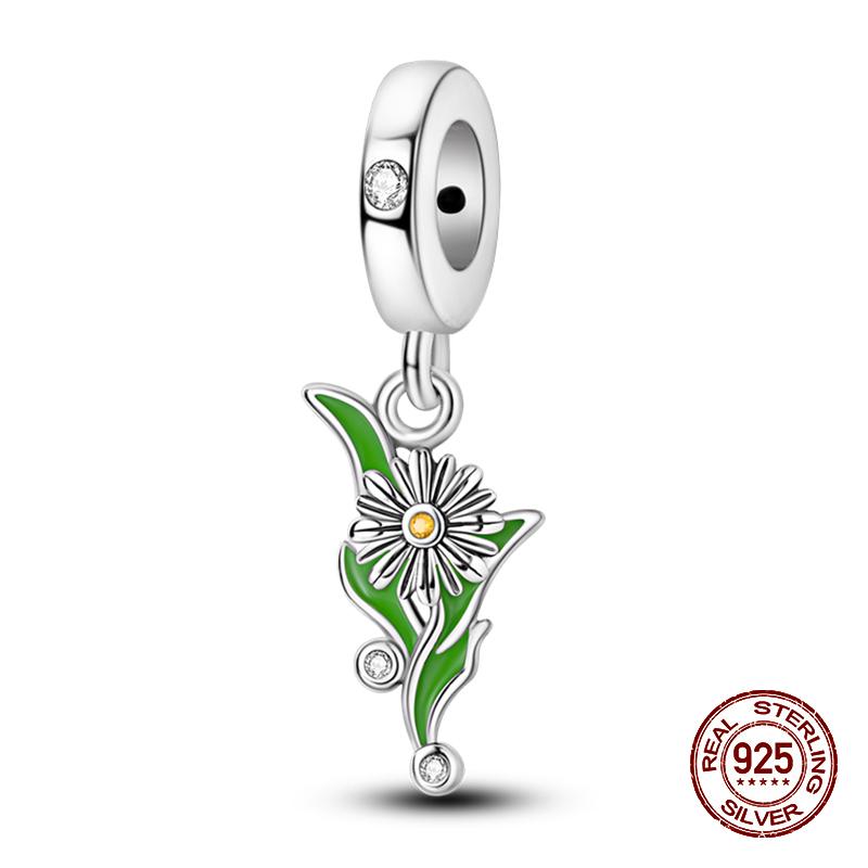 925 Sterling Silver Butterfly Tulip Iris Flower Charms Beads Fit 925 Original Bracelets Fine DIY Valentine Jewelry Gifts