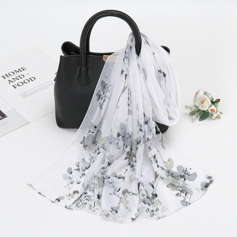 Summer Chiffon Printed Sunscreen Small Silk Scarf Scarf, Spring Thin Versatile Chiffon Neck Protection Small Yarn