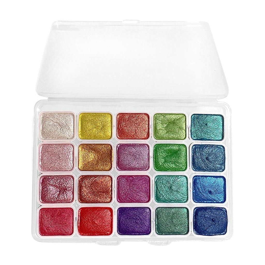 20 Colors Watercolor Painting Set, Glitter Watercolor Solid Paint Box, Pearlescent Watercolor Paint Set For Painting Lovers