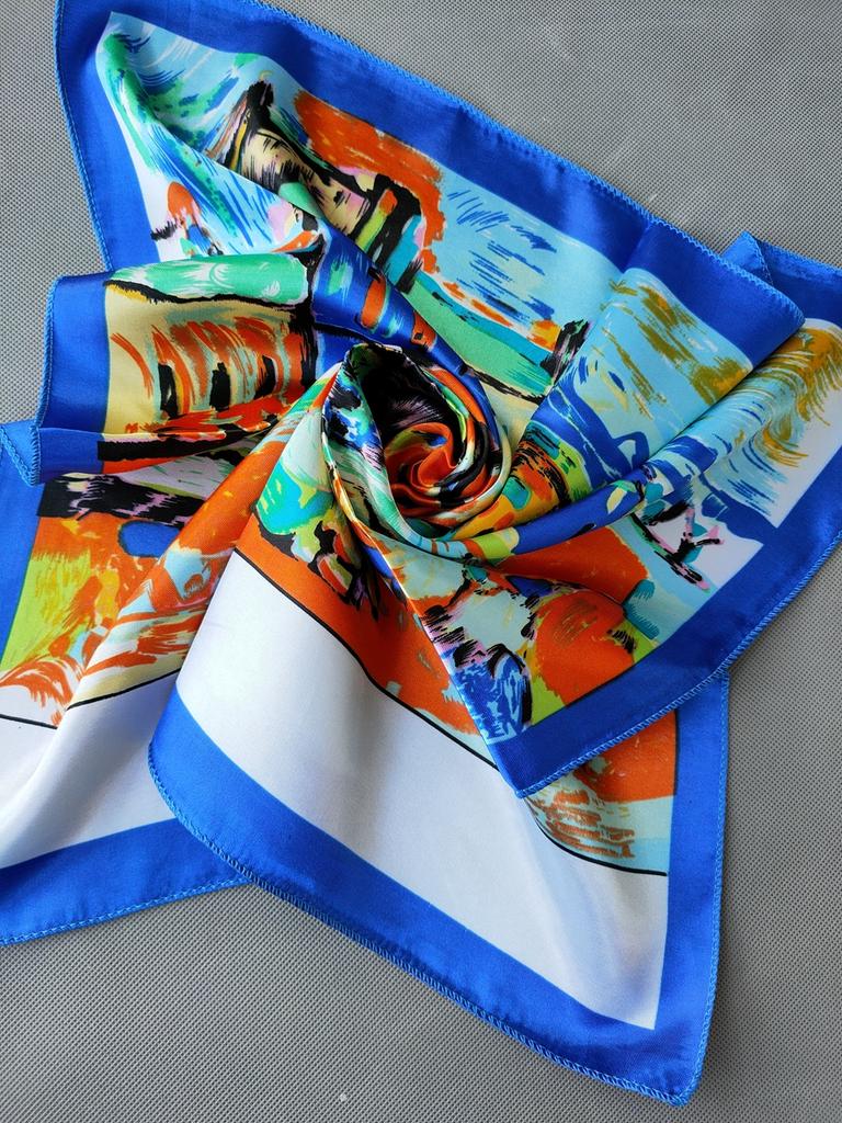 New Beige Green Giraffe Silk Scarf Summer Fall Elegant Satin Small Square Head Scarves Fashion Accessories Headband