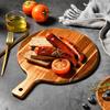 Wooden Pizza Pan with Long Handle Round Multifunction Cutting Chopping Board Vegetable Cake Bread Dessert Steak Meat