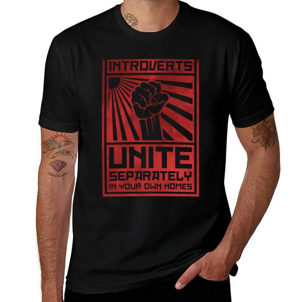 Introverts Unite Sticker Tshirt Plus Size Solid Color Tshirt
