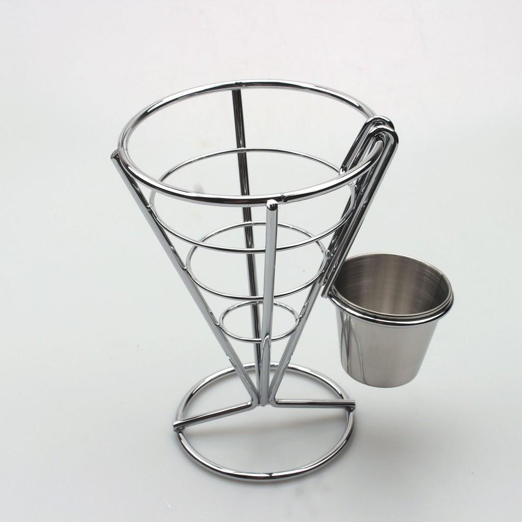 Wrought Iron French Fry & Fried Chicken Storage Basket French Fries Holder Set With 1 Sauce Cup Perfect For Home Kitchen & Restaurant Organization