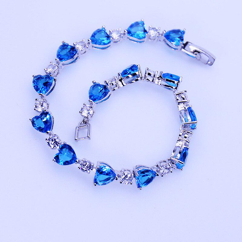 Женский хрустальный браслет Lindon в форме сердца, посеребрение ювелирных изделий с синим, фиолетовым, красным, шампанским, подарок на помолвку