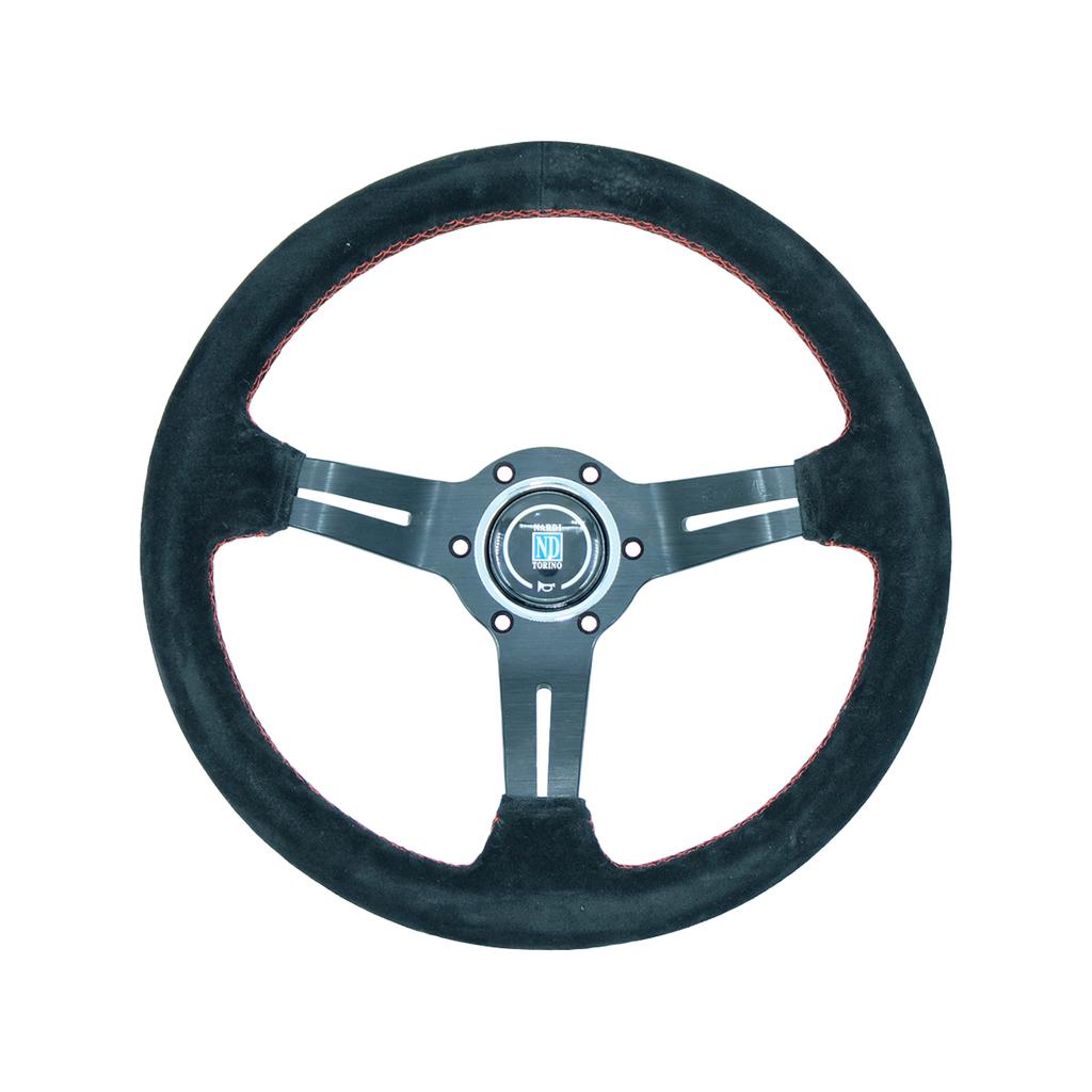 ND 13 Inch 320MM Leather Velour Foldable Steering Wheel for Car Racing Games Luxury Modified Automobile Wheel Pad