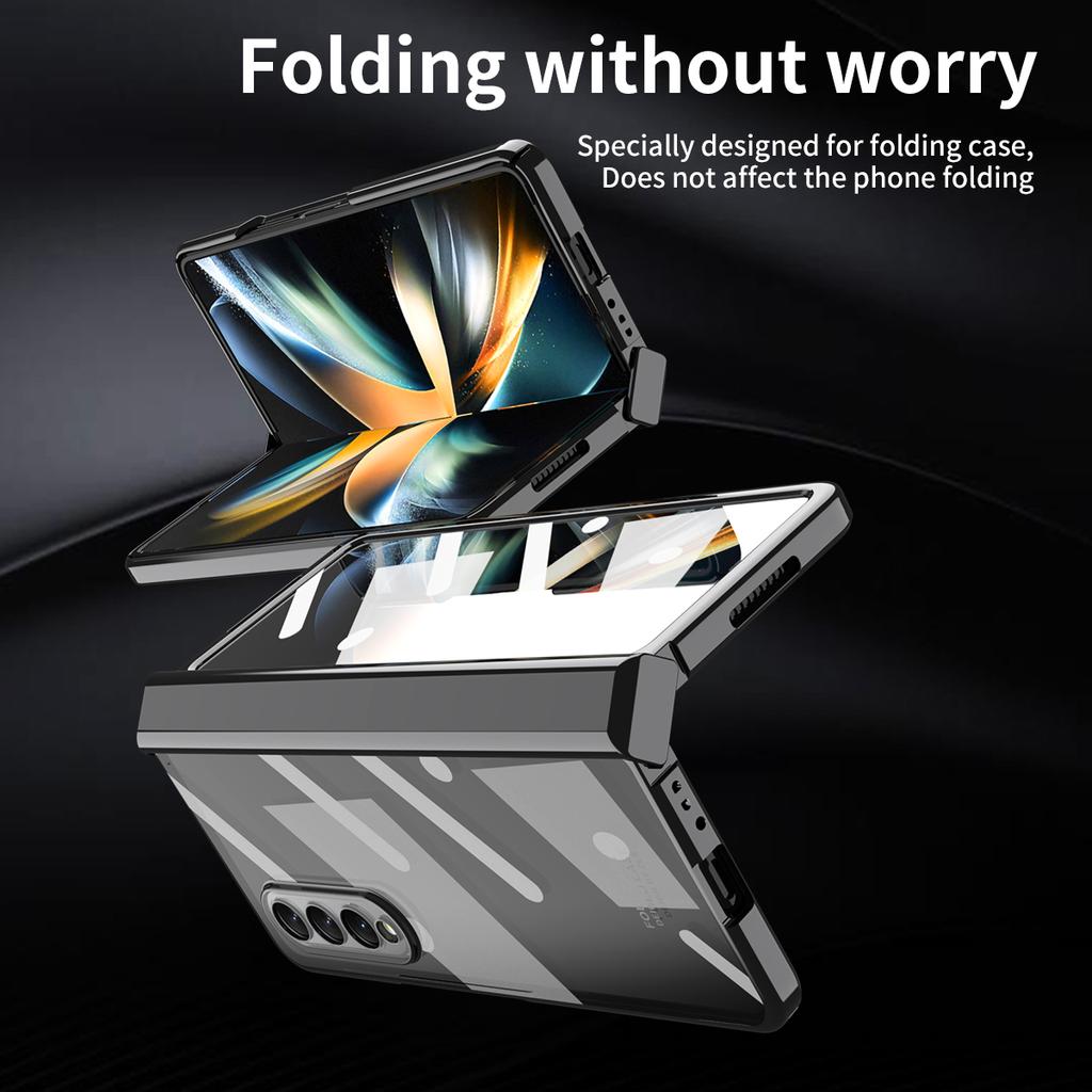 Для Samsung Z Fold 4 Прозрачный модный чехол с покрытием для Samsung Galaxy Z Fold 4 Fold4 Zfold4 Стеклянный пленочный чехол