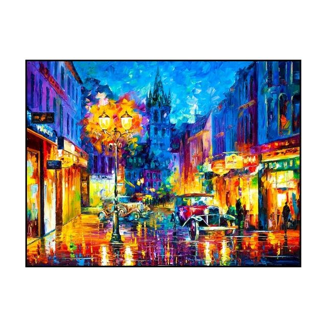 Abstract City Landscape Oil Painting Eiffel Tower Wall Art Canvas Prints Pop Paintings Decorative Pictures for Living Room Decor No Frame